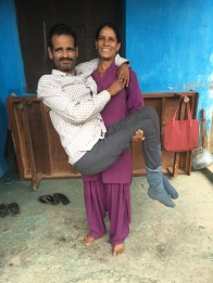Bachitar Singh, 45 yr. old spinal injury patient, and his dedicated wife who carries him around the house and is a nursery school teacher herself